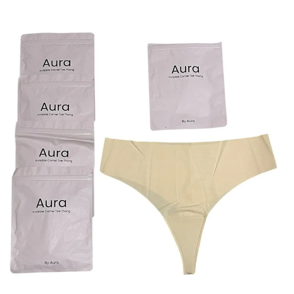 Aura Invisible Seamless Camel Toe Thong NEW Set of 5 Large Sand Moss Black
